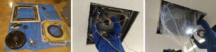 埋め込み型・天井カセット型エアコンクリーニング、エアコン洗浄施工例